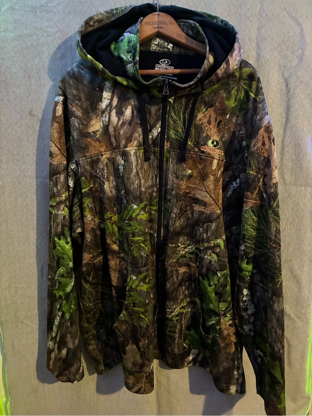 Mossy Oak Camo Zip-Up Hoodie in Brown & Green size 3xl